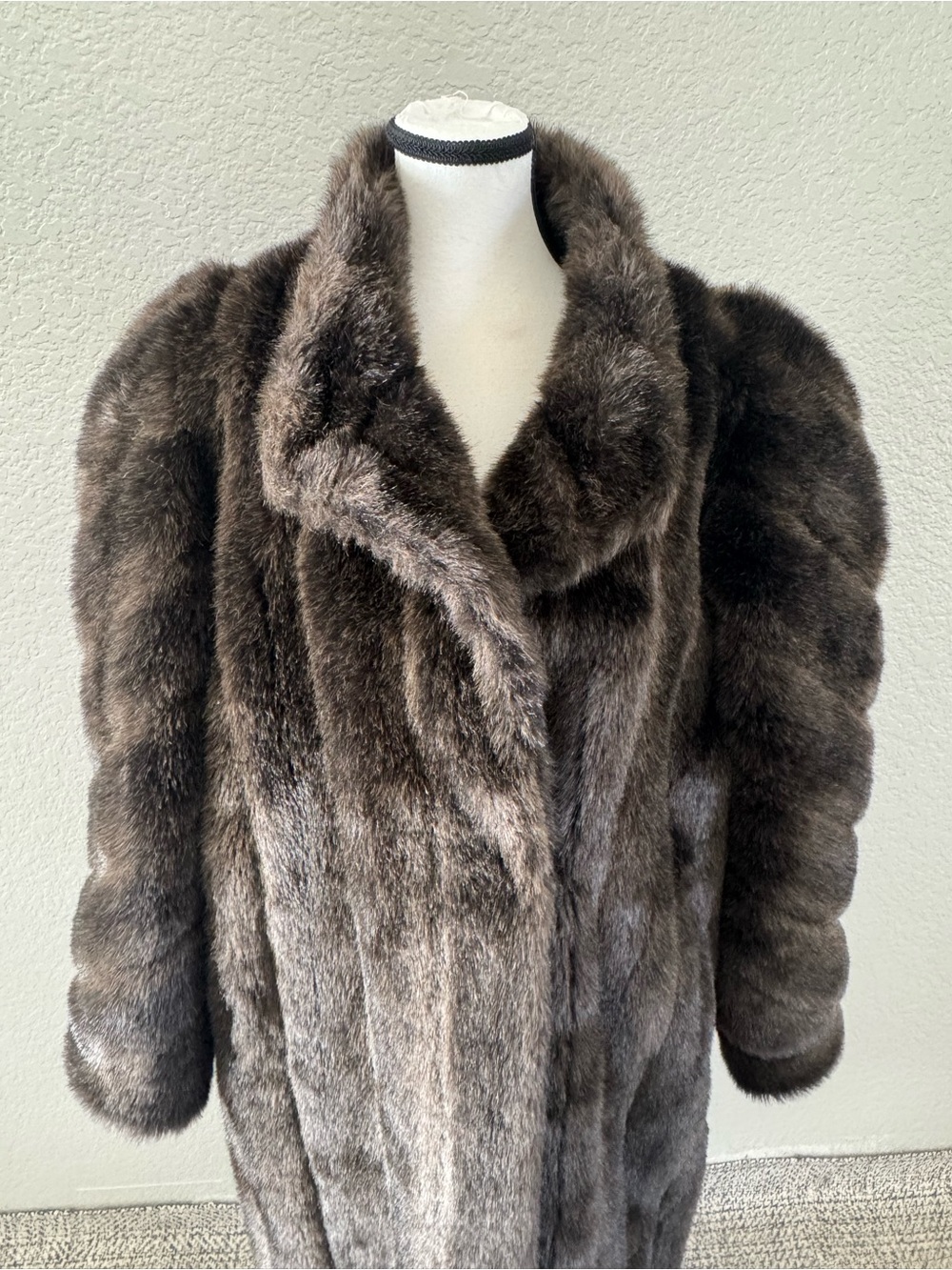 Vintage USA Made Brown Faux Fur Coat XL Long Modacrylic Mobwife - Picture 2 of 13